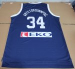 Maillot de Basket #34 Antetokounmpog 2019 Greece Fiba Marine Personnalisée Imprimé